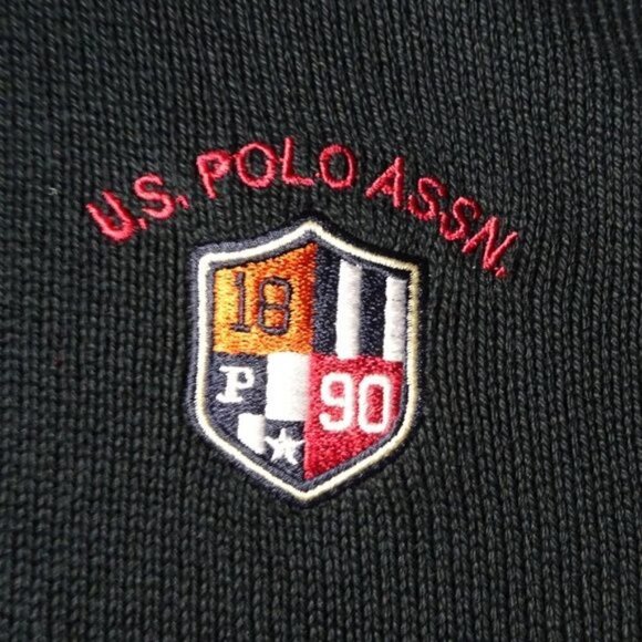 NWT US Polo Assn  Black 1/4 Zip Long Sleeve Sweater Large NEW - Picture 3 of 7